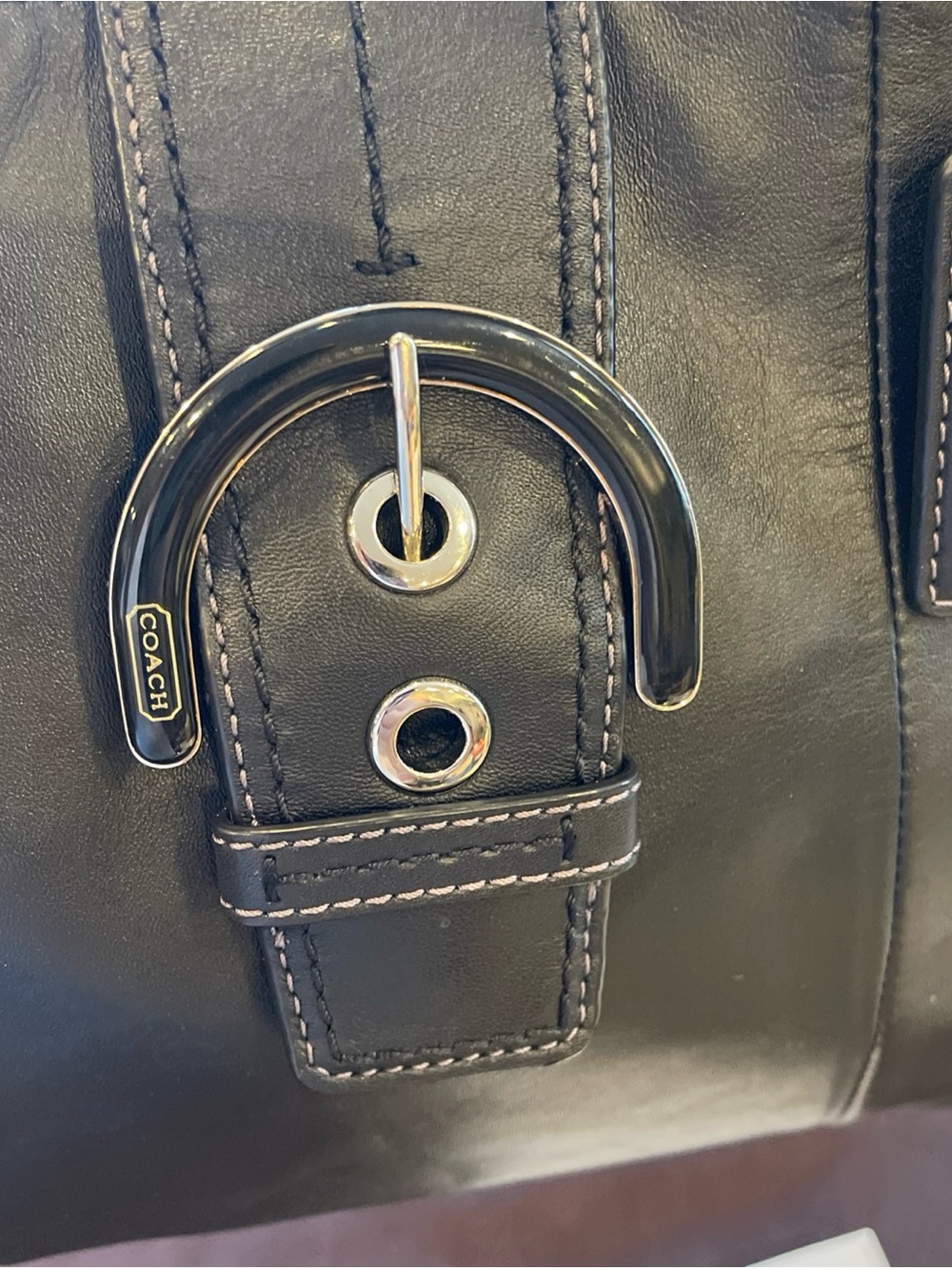 Coach Ashley Patent Leather Large Carryall shoulder bag Y2K black silver buckle - Picture 4 of 12